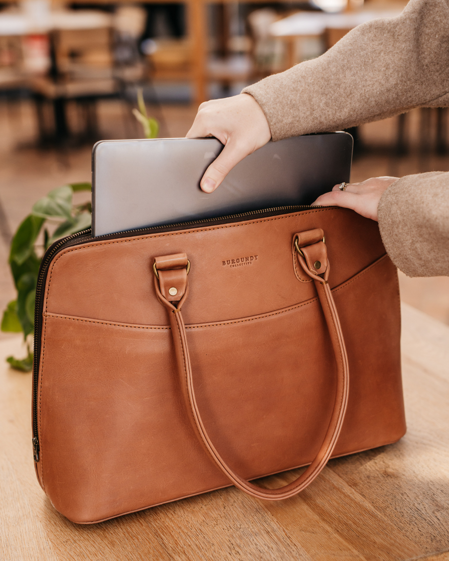 The Ladies Leather Work Bag Burgundy Collective