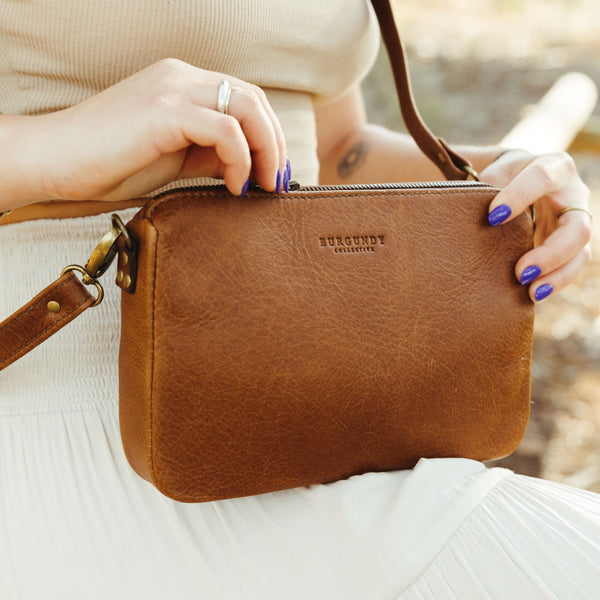 burgundy sling bag